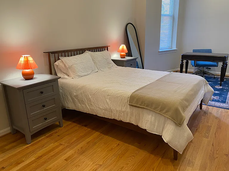 Bedroom #1 features queen bed and work space