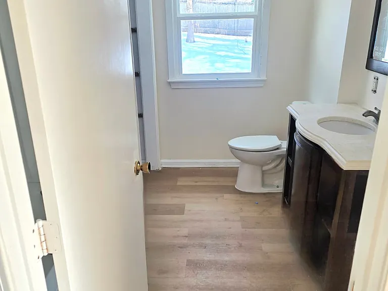 Master bath with new flooring