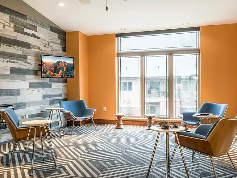 Stylish resident lounges provide a welcoming space to work, socialize, or simply relax.