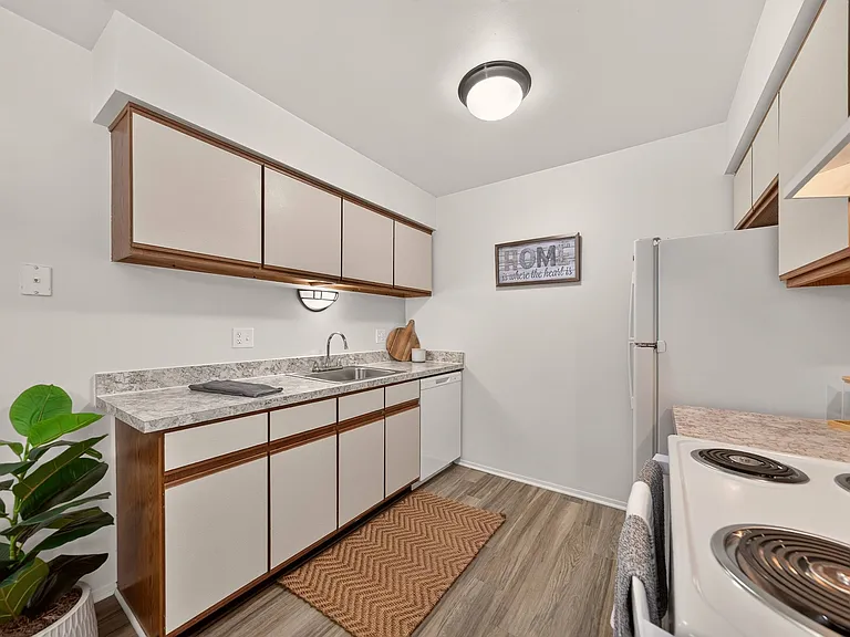 Open kitchen area at Eastwood Village Apartments in Clinton Township, MI.