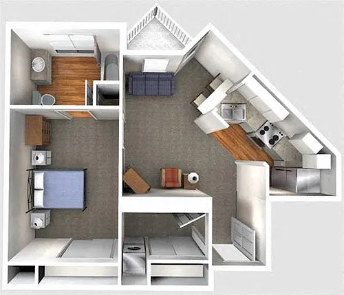 Floor plan 1 Bedroom 1C