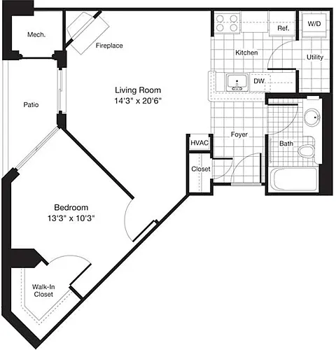 Floor plan 1 Bedroom A
