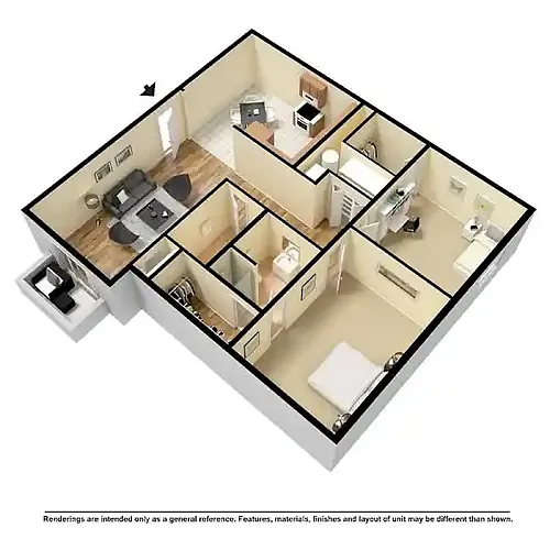 Floor plan 2 BR 2 BA