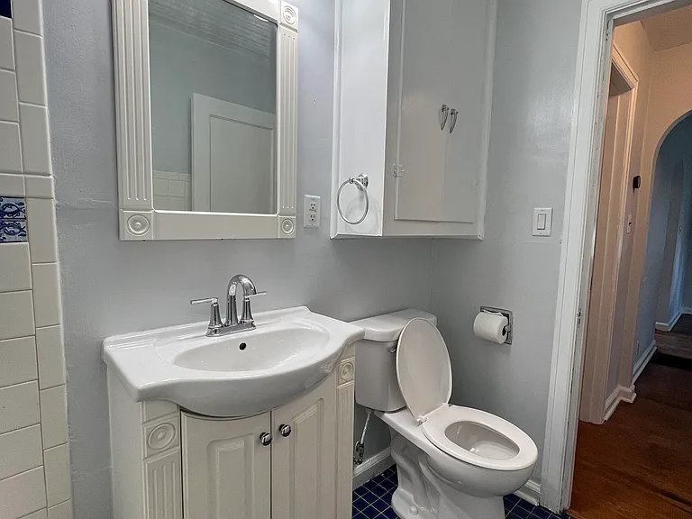 View from the bathroom to the hallway.
