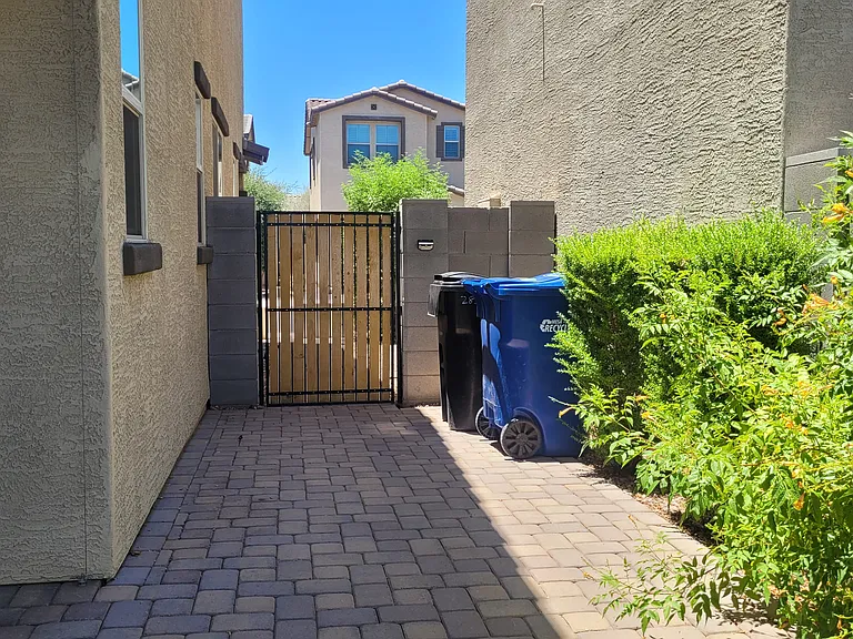 Side yard with pavers