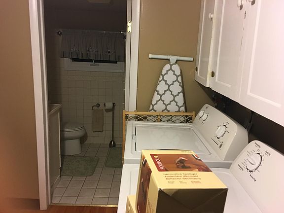 laundry and New Tile Bathroom