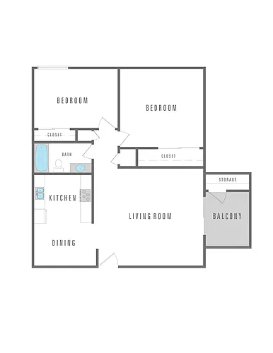 Floor plan 2 Bedroom 1 Bath