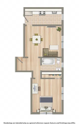 Floor plan 1 Bedroom B