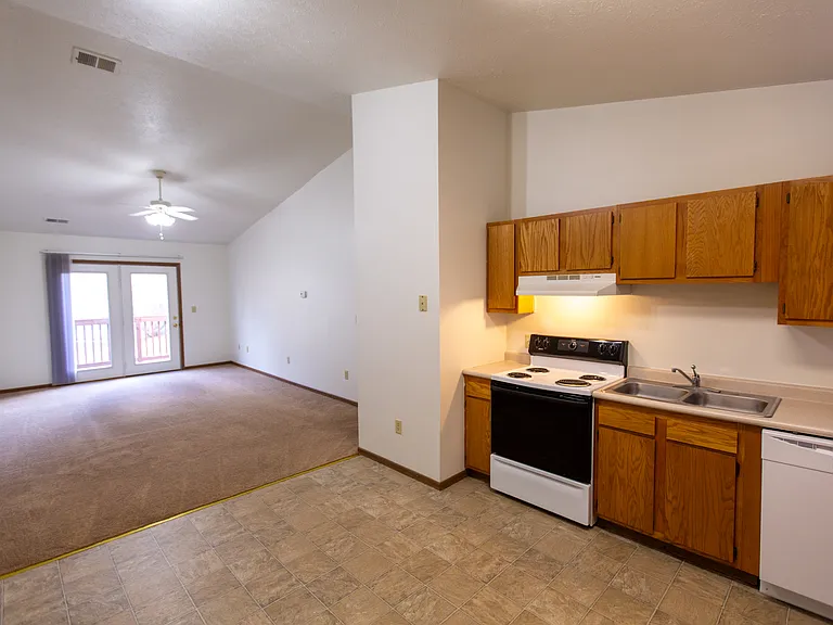 Cedar Ridge Kitchen and Living Room View