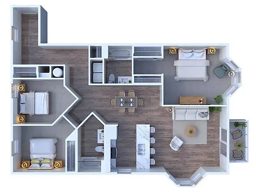 Floor plan 3BR - 2BTH Upgraded