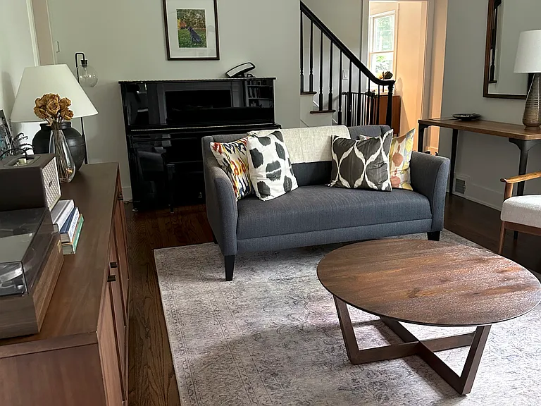 The living room. 
House is delivered unfurnished, but this gives you an idea of the design possibilties.