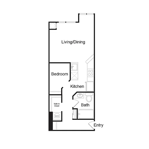 Floor plan S 1.3 Open One Bedroom
