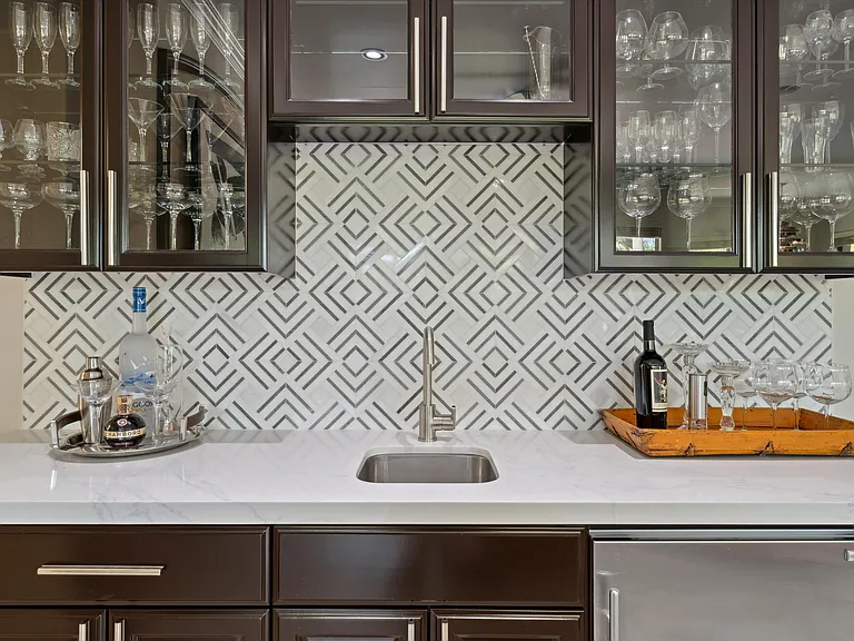 Wet bar with SubZero beverage fridge