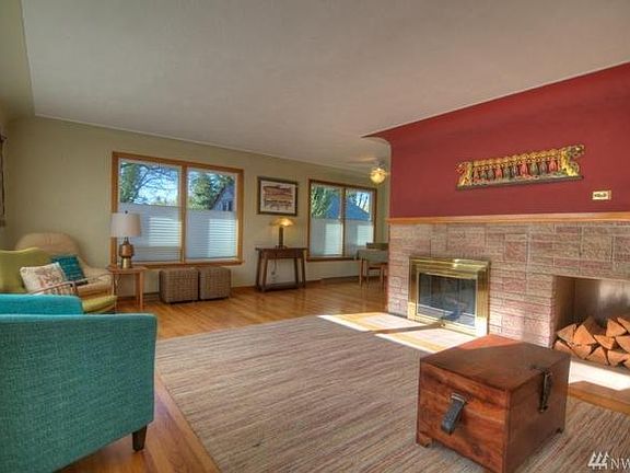 Entry Living area with fireplace.