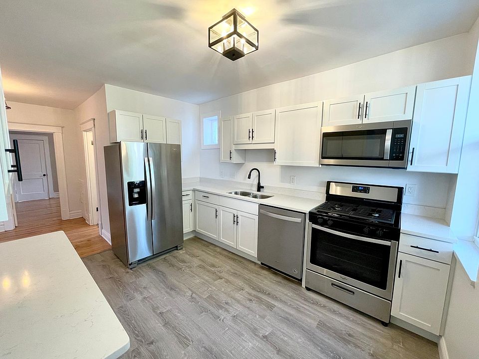 Kitchen with stainless steel appliances