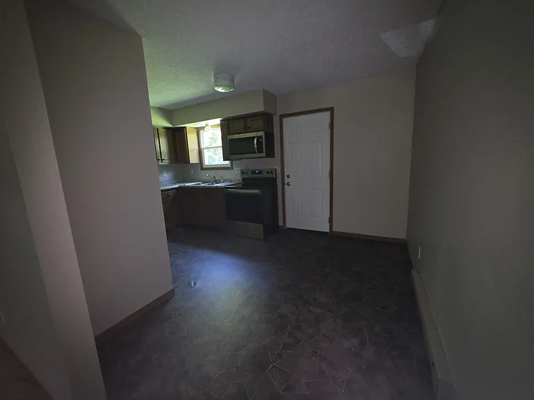 Kitchen with the back door closed