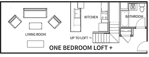 Floor plan Studio with Bedroom Loft+