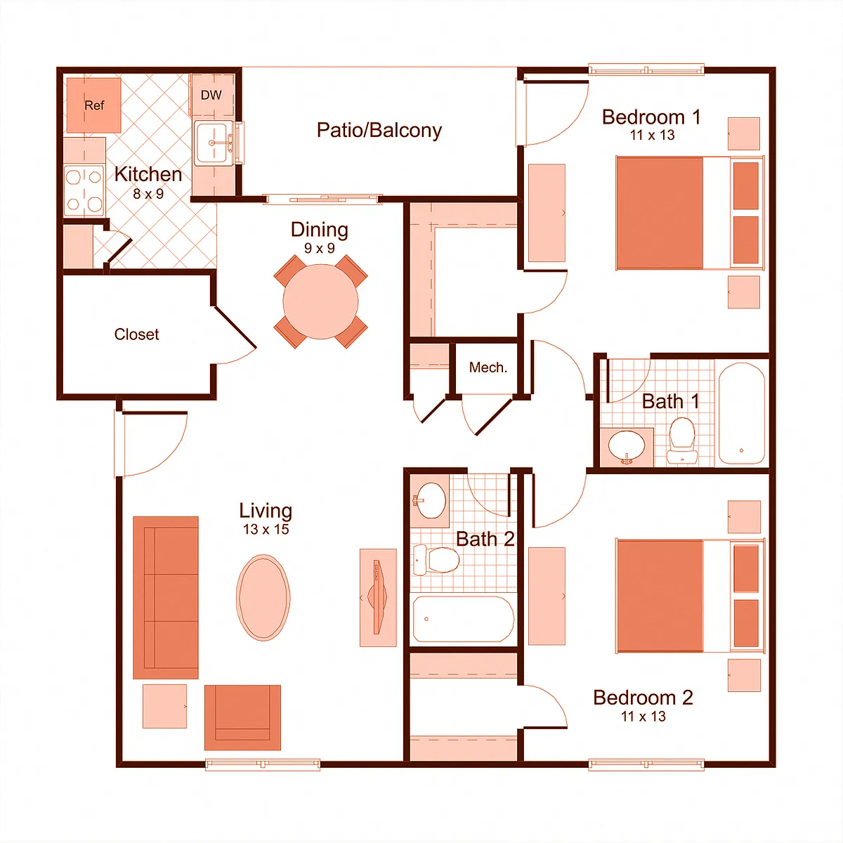 Floor plan 2x2 (Apartment)
