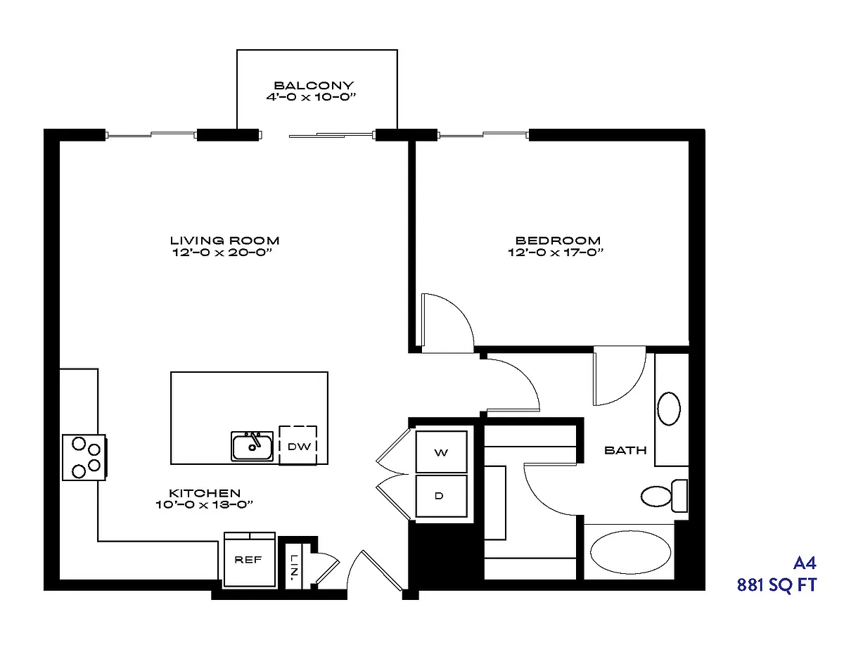 Floor plan 1 Bed/1 Bath