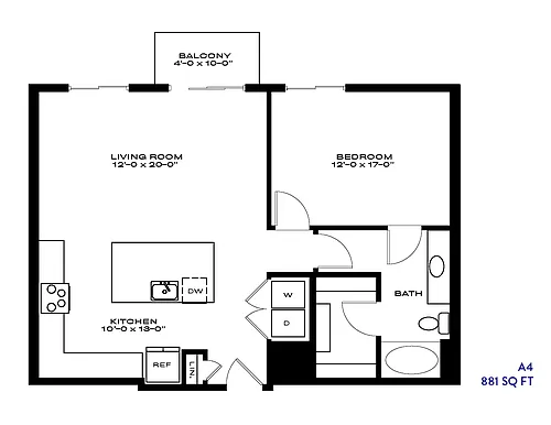 Floor plan 1 Bed/1 Bath
