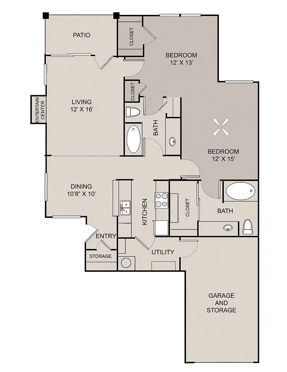 Floor plan 2 Bed Eastport Renovated
