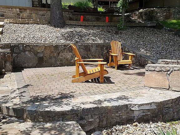 Waterfront fire pit patio