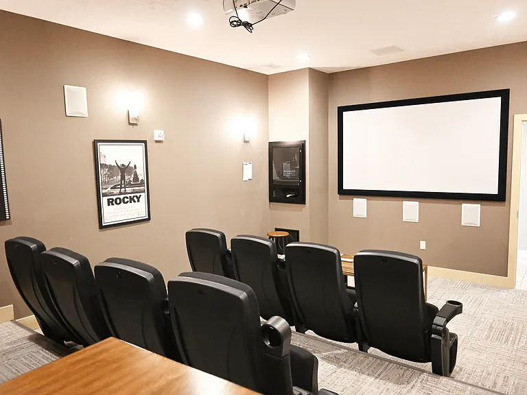 Theater room and chairs at The Sterling.
