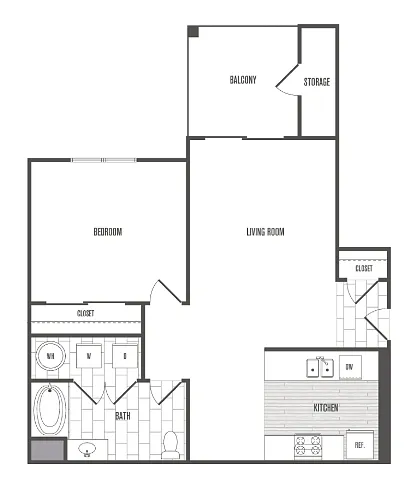 Floor plan Market Rate One-Bedroom