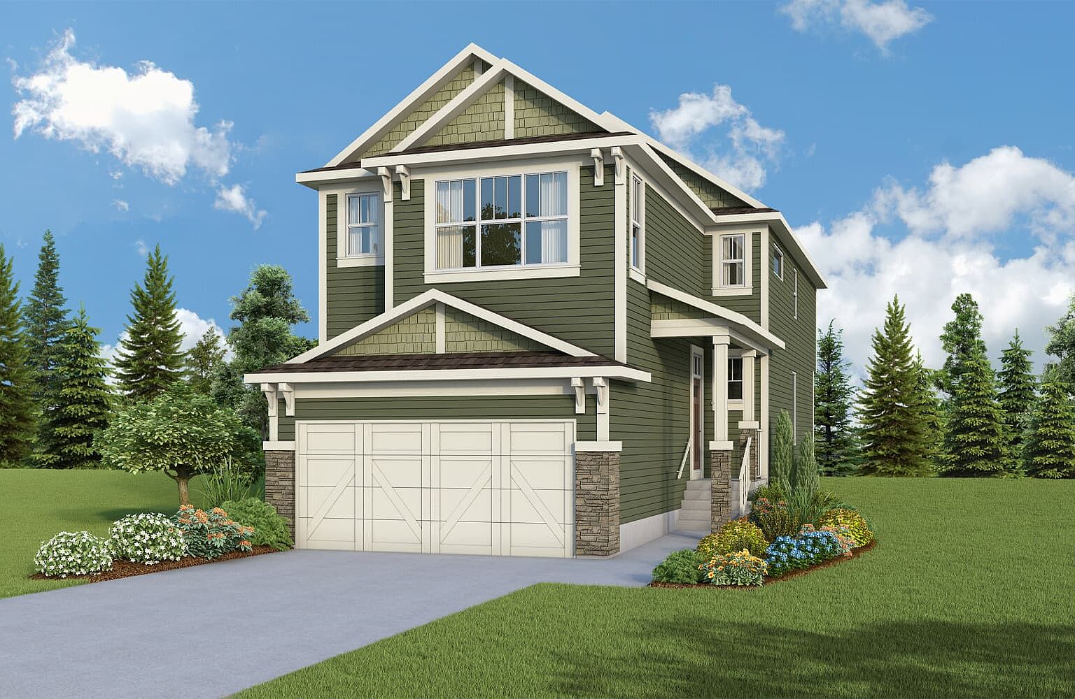 Front Garage Single Side Yard at Rockland Park by Brookfield Residential in Calgary AB Zillow