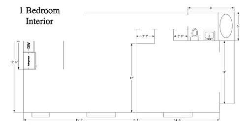 Floor plan 1 Bed, 1 Bath Deluxe