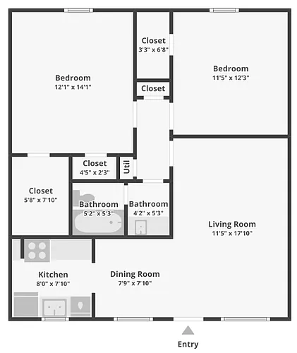 Floor plan 2BR Upstairs