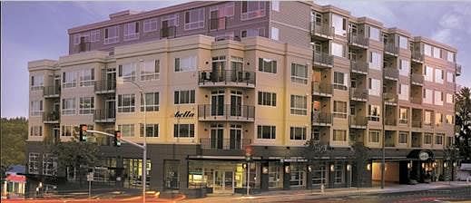 From NW view, corner condo on 4th floor