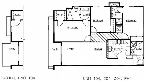 Floor plan Three-Bedroom Three-Bathroom - A