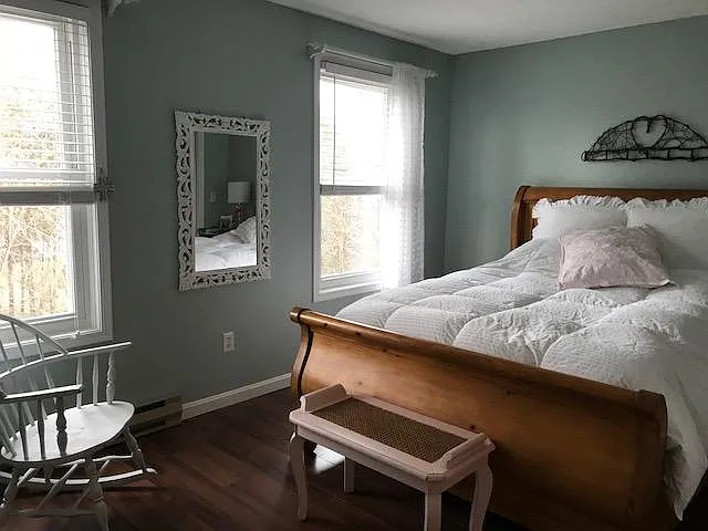 Bedroom with new laminate flooring