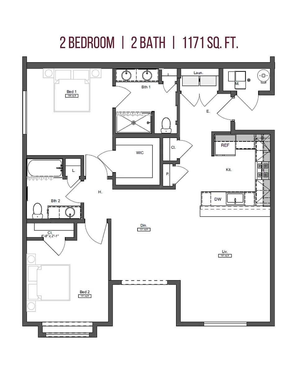 Floor plan 2 Bed 2 Bath