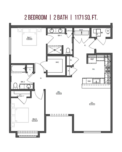 Floor plan 2 Bed 2 Bath