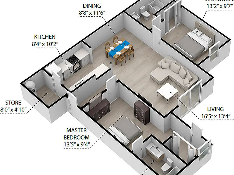 The Buckingham | 2 Bed 2 Bath | 1036 sq ft | Crown Pointe Apartments in Georgetown The Buckingham | 2 Bed 2 Bath | 1036 sq ft | Crown Pointe Apartments in Georgetown