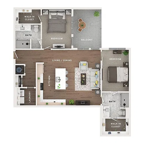 Floor plan 2BR/2BA - C6