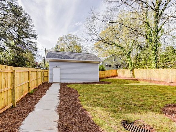 Back yard and detached 2-car garage