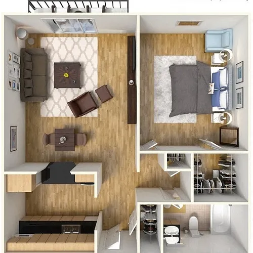 Floor plan 1 Bedroom Large