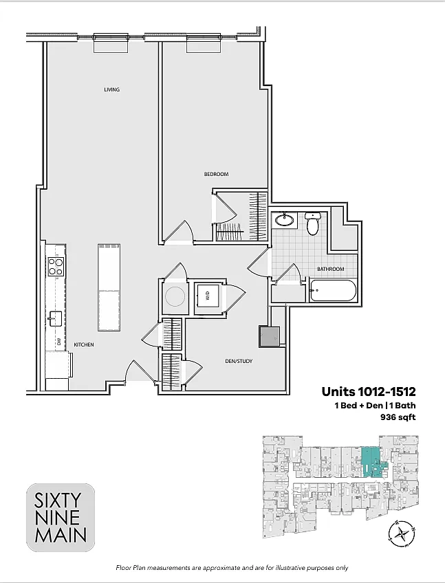 Floor plan One Bed Den 12