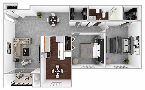 Floor plan 2 Bedroom/1 Bathroom Deluxe - 1023 sq ft