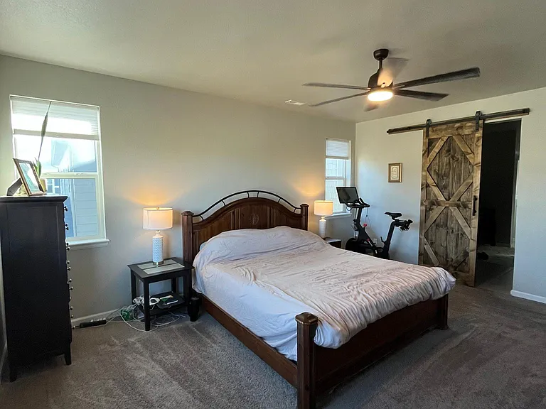 Giant master/owner bedroom with new sliding barn door