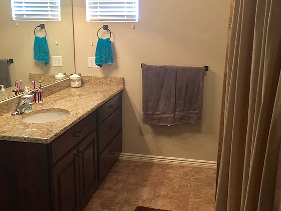Master Bath Granite Counters, big drawers for storage.