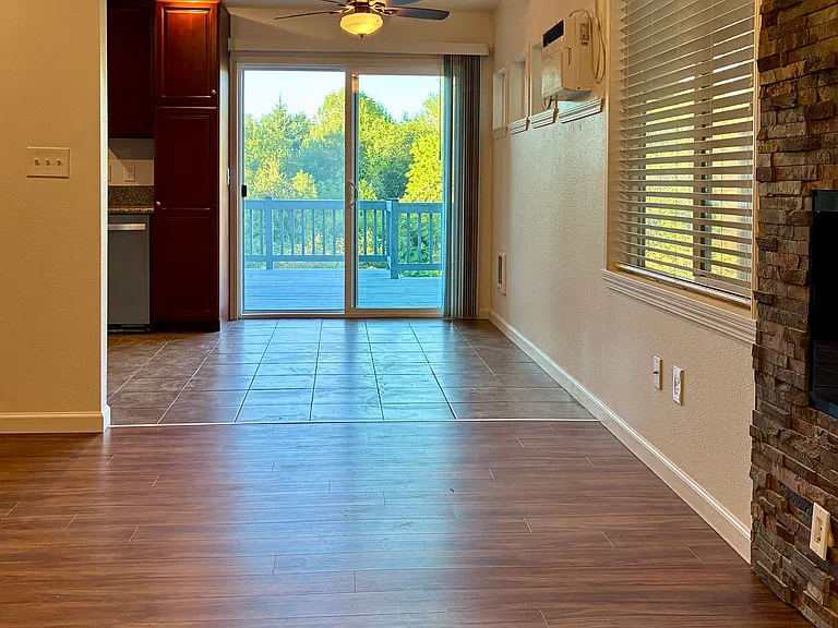 Living, dining, deck