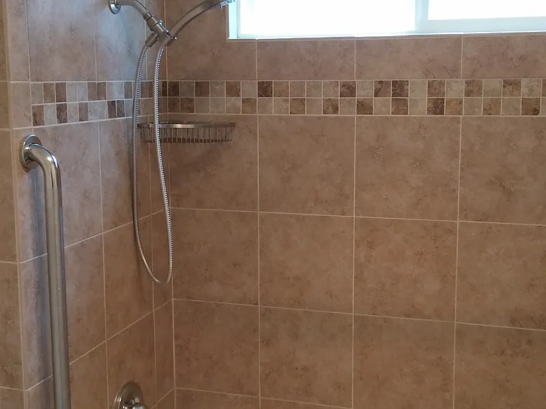 Designer tile in bathroom