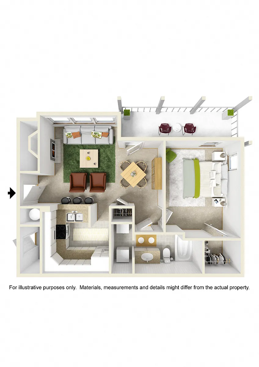 Floor plan ONE BEDROOM ONE BATH
