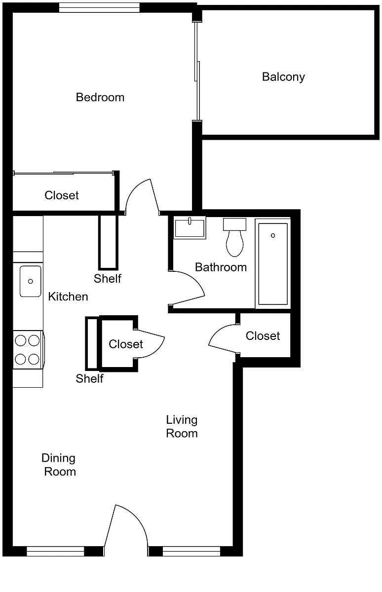 Floor plan 1 Bed 1 Bath