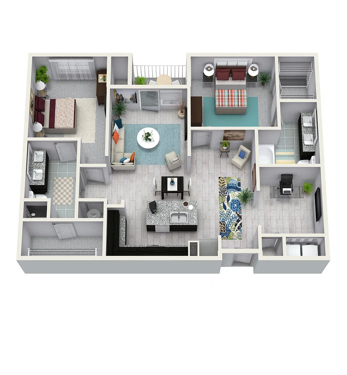 Floor plan 2 Bedroom 2 Bath 1339 sqft B4