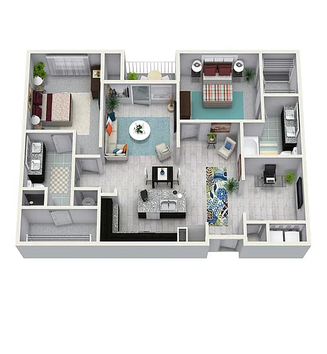 Floor plan 2 Bedroom 2 Bath 1339 sqft B4